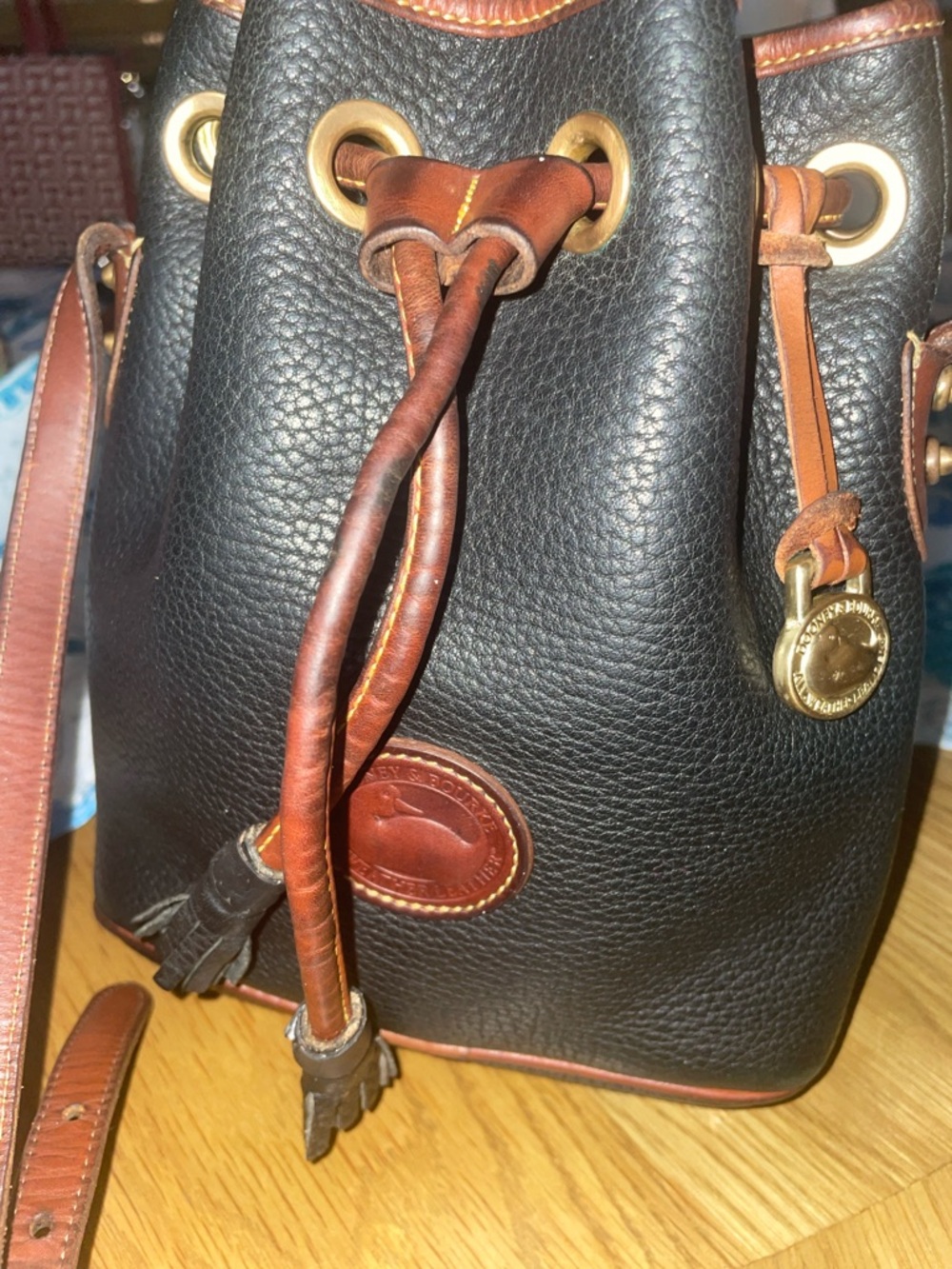 Vintage mini Dooney & Bourke Black Pebbled Leather bucket